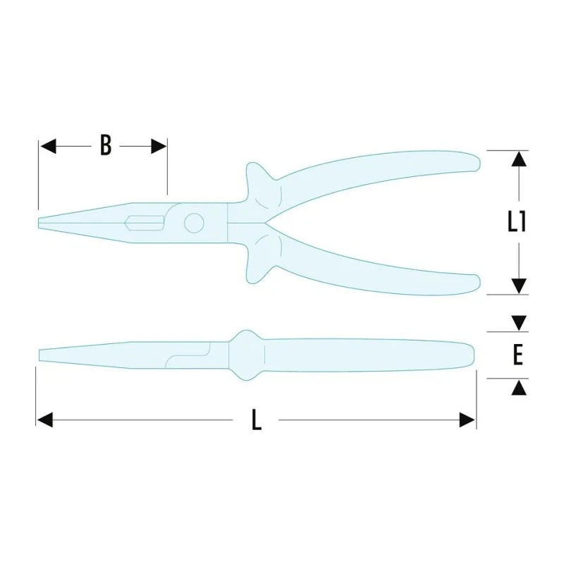 Facom 1-Piece Long Nose Plier Long Semi-Round Nose, 200mm Overall Length, VDE 1000V Insulated, 69mm Jaw Length 185.20AVSE
