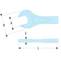Facom Open End Insert Spanner Insert 12 x 7 mm Size, 22 mm Chrome Finish 20.22