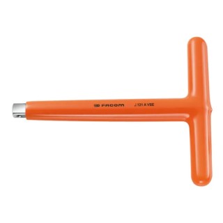 Facom Insulated Handle Pipe Wrench, Chrome Finished Steel, 205mm Overall Length J.121AVSE