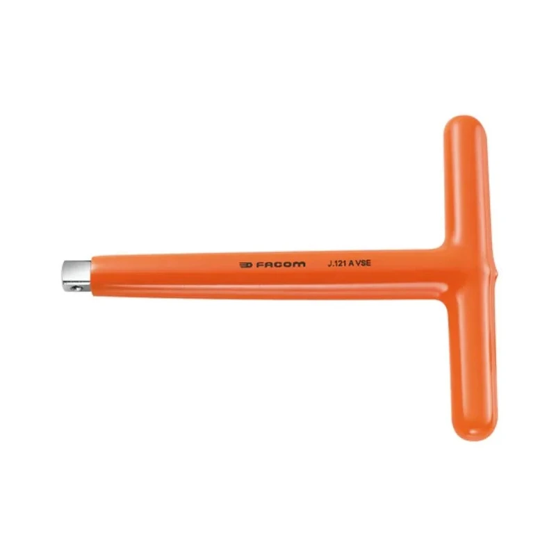 Facom Insulated Handle Pipe Wrench, Chrome Finished Steel, 205mm Overall Length J.121AVSE