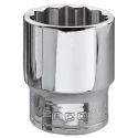 Facom 3/8 in Drive 17 mm 12 Point Square Socket Bright Chrome 13mm Overall Length J.17