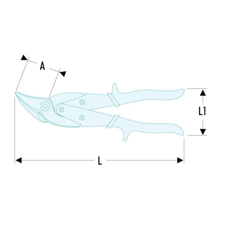 Facom Left Cut 255mm Shears for Stainless Steel with Chrome Blade Finish 985.LE
