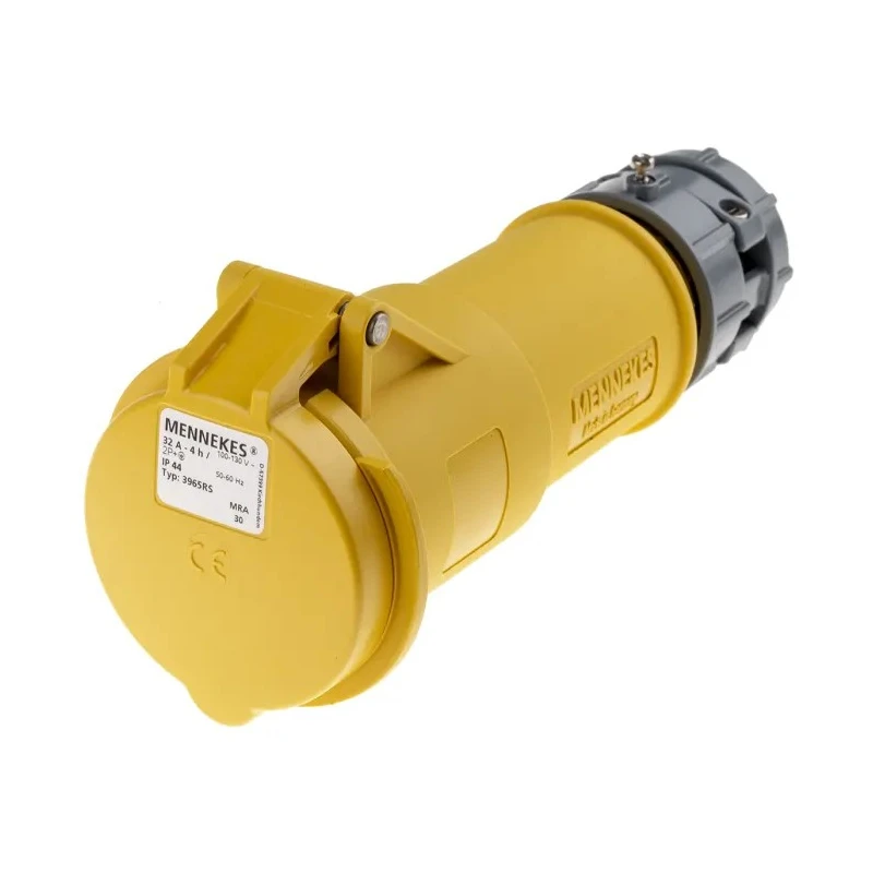 MENNEKES Industrial Power Connector 32A 110V IP44 Yellow Cable Mount 2P+PE PowerTOP IP44
