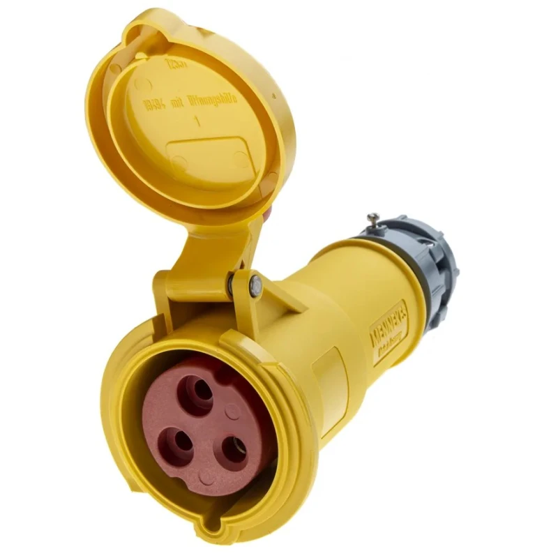 MENNEKES Industrial Power Connector 32A 110V IP44 Yellow Cable Mount 2P+PE PowerTOP IP44