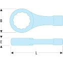 Facom Single Ended Open Spanner Metric Size 55 mm, Offset Head, Burnished Finish, Alloy Steel, 280mm Length 51BS.60