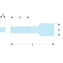 Facom 17 mm 1/2 in Drive 6 Point Hex Impact Socket, 79mm Length NSHM.17