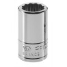 Facom 1/4 in Drive 9 mm 12 Point Square Socket, Bright Chrome, Chrome Vanadium Steel, Overall Length 6.5mm R.9E