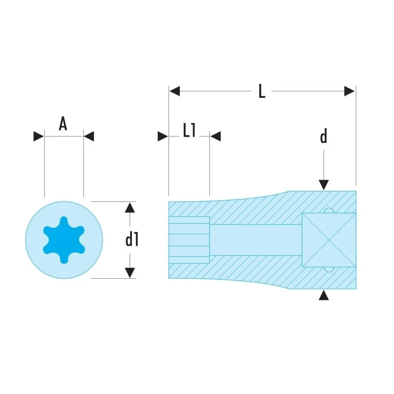 Facom 6.35 mm Drive E8 Standard Square Socket 4.3mm Overall Length RTX.8