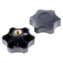 RS PRO Black Thermoplastic Scallop Clamping Knob Female Threaded Insert M10, 60 mm Diameter, 15 mm Thread Length 161-127
