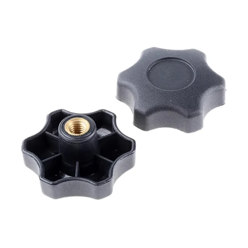 RS PRO Black Thermoplastic Scallop Clamping Knob Female Threaded Insert M10, 60 mm Diameter, 15 mm Thread Length 161-127