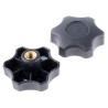 RS PRO Black Thermoplastic Scallop Clamping Knob Female Threaded Insert M10, 60 mm Diameter, 15 mm Thread Length 161-127