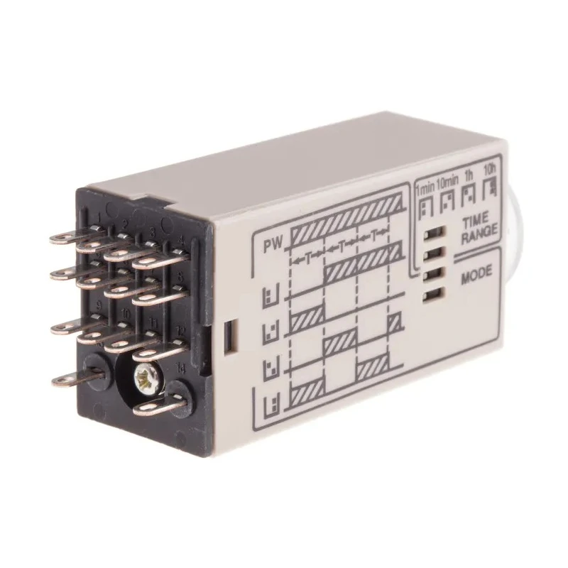 Omron DIN Rail Timer Relay 4-Contact Multifunction 24 V DC/AC 0.1 min to 10 h 4PDT Switch H3YN