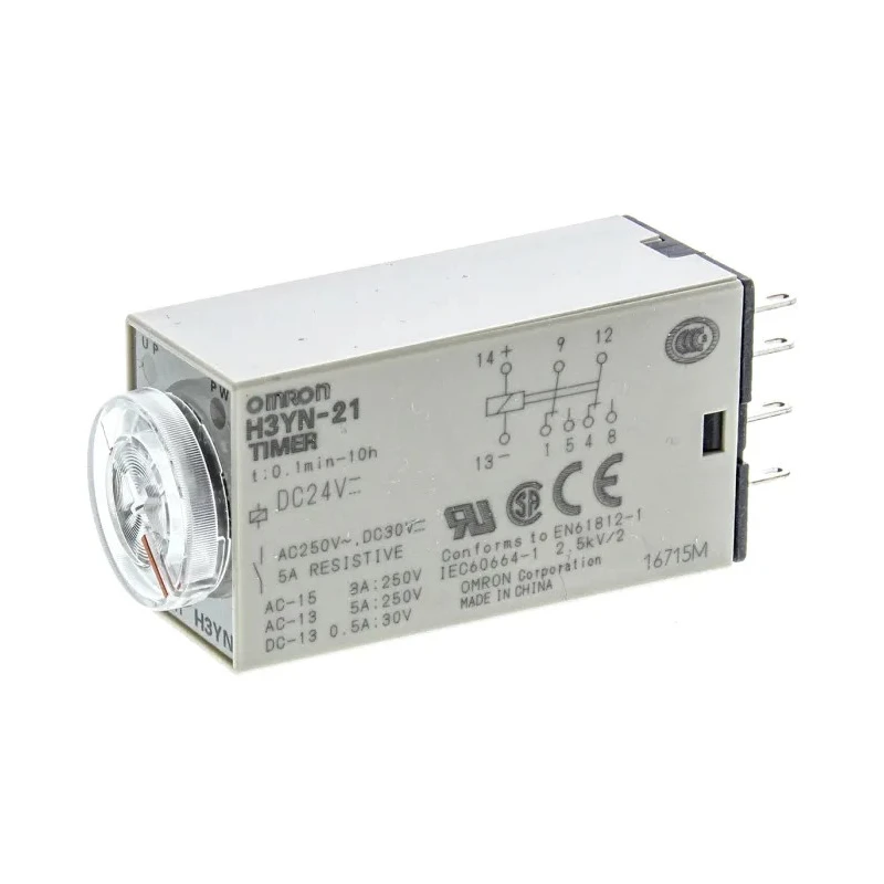 Omron H3YN Series DIN Rail Timer Relay, 2-Contact DPDT, 24 V DC/24 V AC, Multifunction Timer 0.1 min to 10 h 