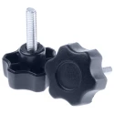RS PRO Black Thermoplastic Multiple Lobes Clamping Knob M5 Threaded Stud 28 mm Diameter 161-133