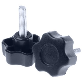 RS PRO Black Thermoplastic Multiple Lobes Clamping Knob M5 Threaded Stud 28 mm Diameter 161-133