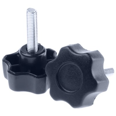 RS PRO Black Thermoplastic Multiple Lobes Clamping Knob M5 Threaded Stud 28 mm Diameter 161-133
