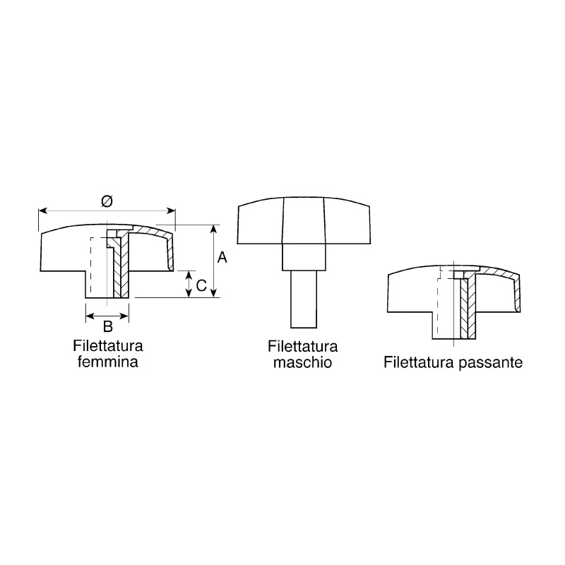 RS PRO Black Thermoplastic Wing Clamping Knob, Threaded Through Hole 161-436
