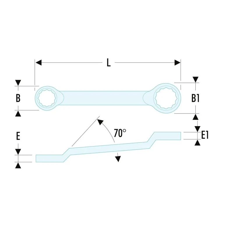 Facom Metric Offset Ring Spanner 34 x 36 mm, 440mm Overall Length 12-Point Chrome Finish 55A.34X36