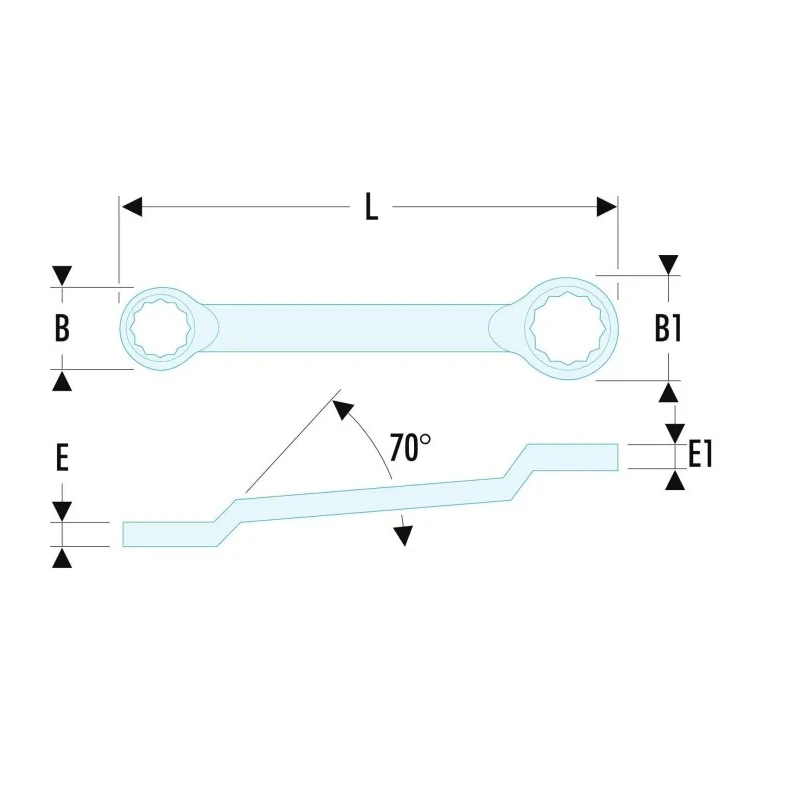 Facom Chrome Finished Metric Offset Ring Spanner 7 x 8 mm 172mm Overall Length 12-Point Profile 55A.7X8