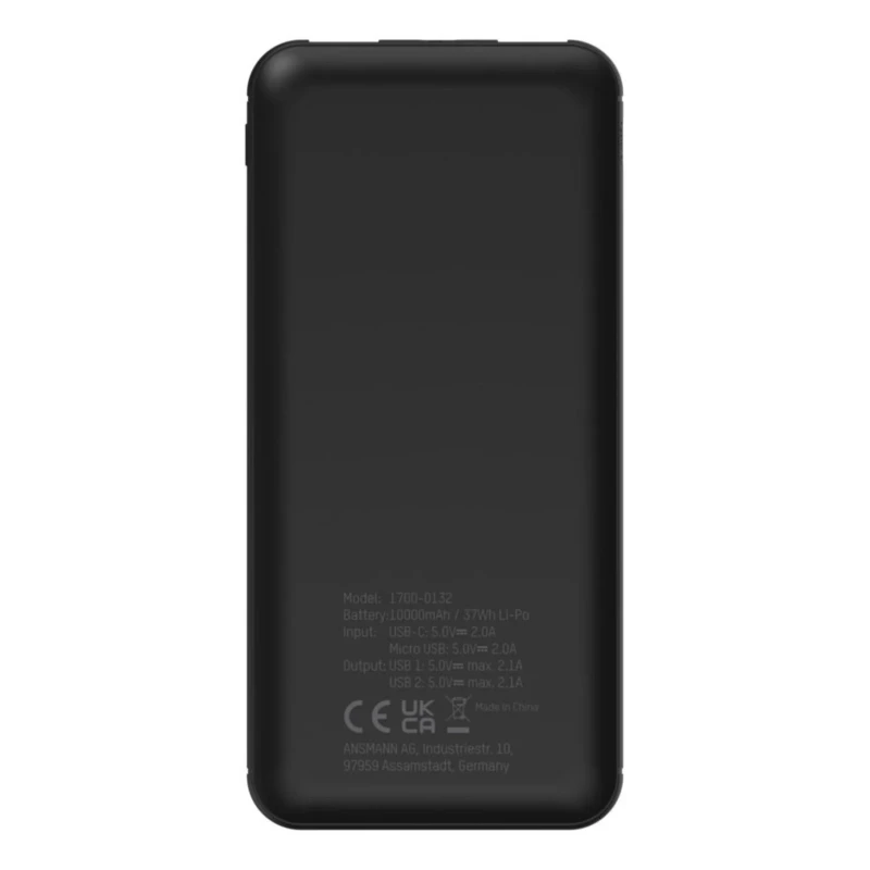 Ansmann Power Bank Portable Charger 10Ah Capacity 5V Output Voltage 2.1A Maximum Output Current PB212