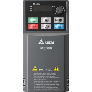 Delta Electronics Inverter Drive VFD4A2ME43AFSAA, 1.5 kW, 3 Phase, 528V, 4.2 A, Variable Frequency, DIN Rail Mount IP20