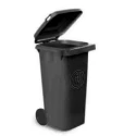 RS PRO 120L Black Flip Polypropylene Dustbin Durable Wheeled Waste Bin with Lid 236-4383