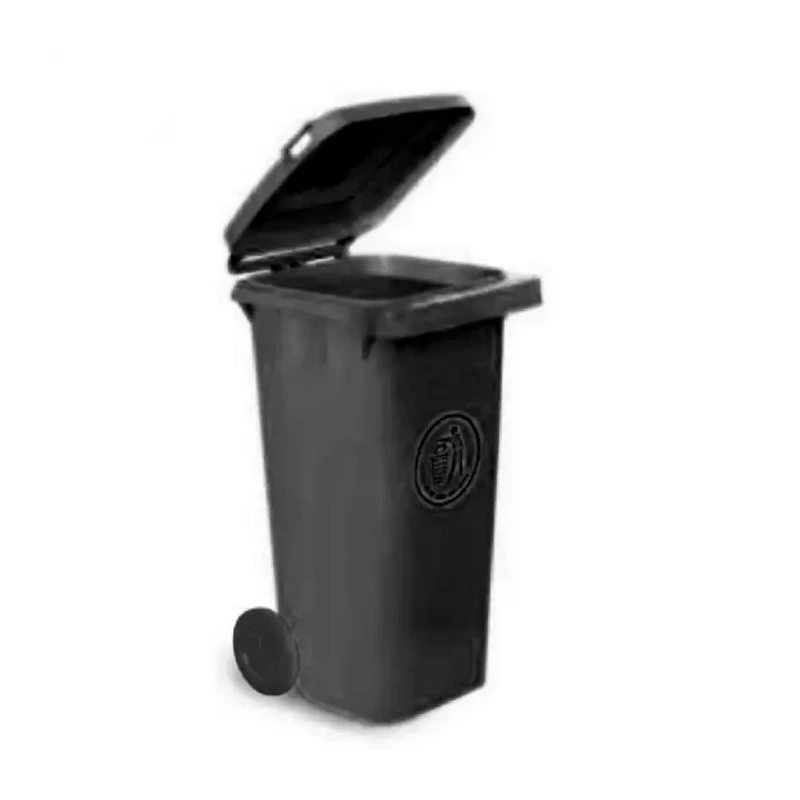 RS PRO 120L Black Flip Polypropylene Dustbin Durable Wheeled Waste Bin with Lid 236-4383