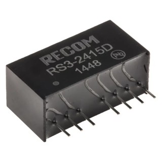 Recom DC/DC Converter 15V Output, 36V / 18V Input, 3W Power, 8-Pin SIP Through Hole Mount RS3-2415D