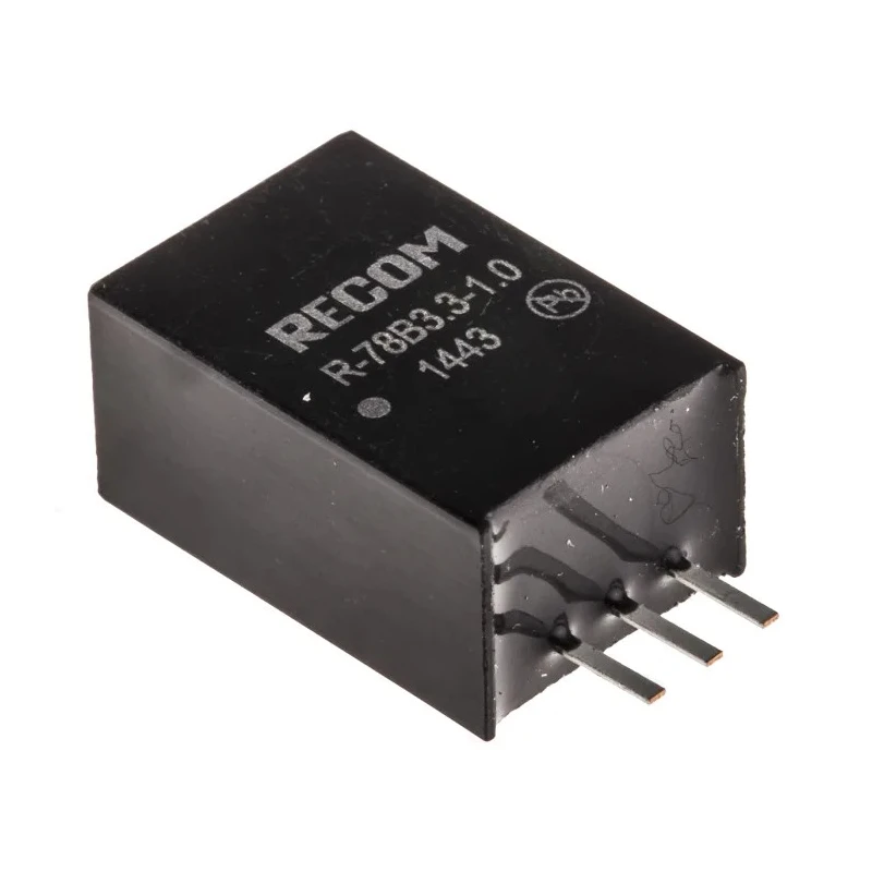Recom Switching Regulator, Through Hole Mount, 3.3V DC Output Voltage, 1A Output Current, 3.3W Power, SIP R-78B3.3-1.0