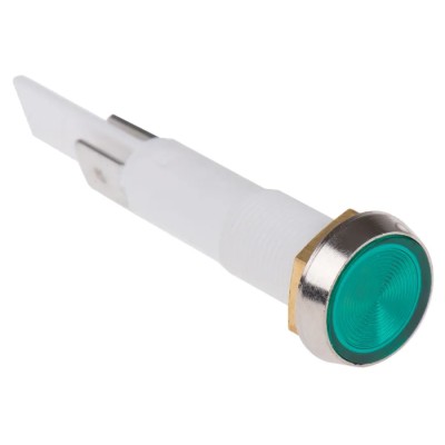 Arcolectric (Bulgin) Ltd 0275 Series Green Panel Mount Indicator, 110V AC, Solder Tab Termination, IP67, Flush C027500NAM