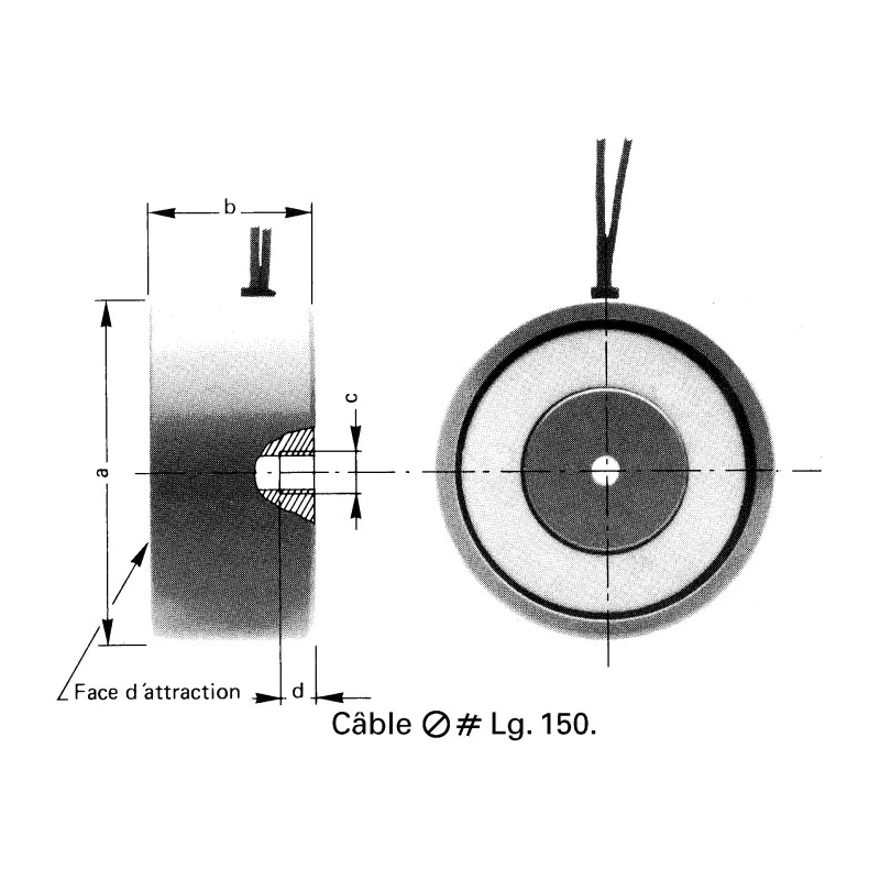Mecalectro Holding Magnet 2940 N Holding Force 24V DC 5.85.01