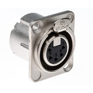 RS PRO Panel XLR Connector, Straight Orientation, 50V Voltage, 7.5A Current, 5 Contacts, Silver over Nickel Plating NC5FD-LX