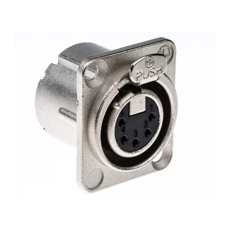 RS PRO Panel XLR Connector, Straight Orientation, 50V Voltage, 7.5A Current, 5 Contacts, Silver over Nickel Plating NC5FD-LX