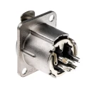 Neutrik Panel XLR Connector, Straight, 50V, Female, 6 Contacts, Silver over Nickel Plating NC6FD-LX