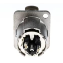 Neutrik Panel XLR Connector, Straight, 50V, Female, 6 Contacts, Silver over Nickel Plating NC6FD-LX
