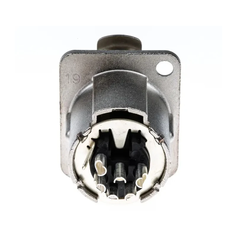 Neutrik Panel XLR Connector, Straight, 50V, Female, 6 Contacts, Silver over Nickel Plating NC6FD-LX