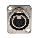 Neutrik Panel XLR Connector, Straight, 50V, Female, 6 Contacts, Silver over Nickel Plating NC6FD-LX