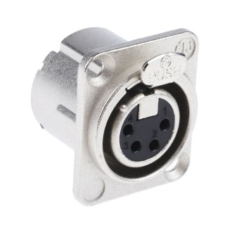 RS PRO Panel XLR Connector, Straight 50V Female, 4 Contacts, Silver over Nickel Plating NC4FD-LX