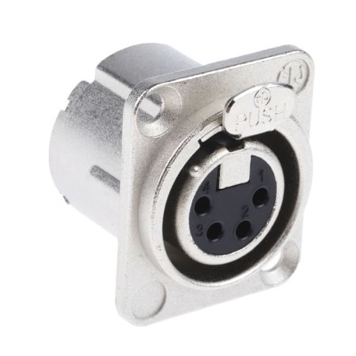 RS PRO Panel XLR Connector, Straight 50V Female, 4 Contacts, Silver over Nickel Plating NC4FD-LX