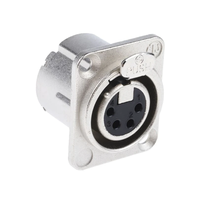 RS PRO Panel XLR Connector, Straight 50V Female, 4 Contacts, Silver over Nickel Plating NC4FD-LX