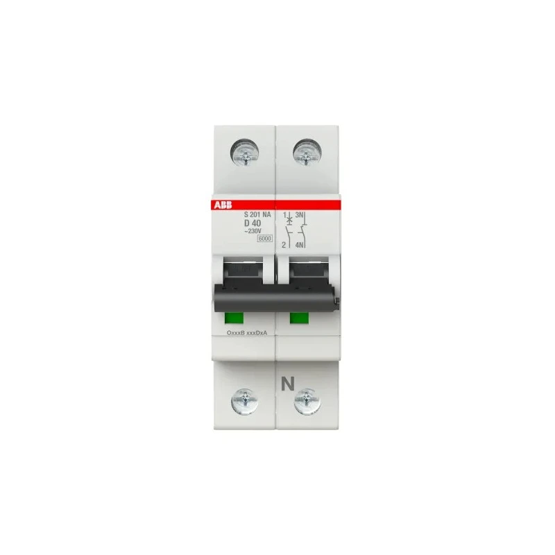 ABB System Pro M Compact S200 Miniature Circuit Breaker 1-Pole 40A Type D 400V AC 12V DC 6kA Breaking 2CDS251103R0401