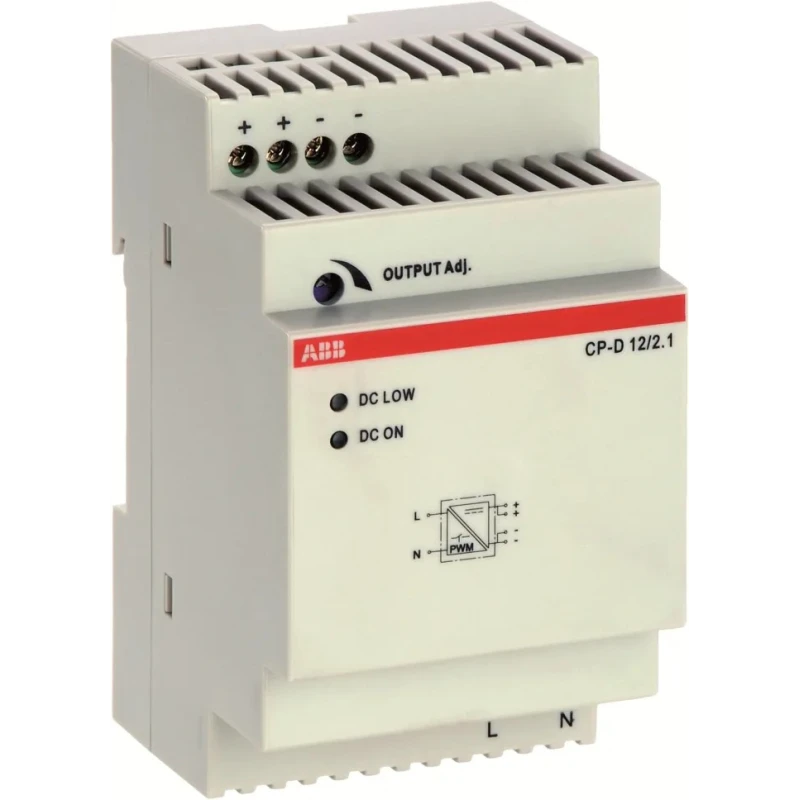 ABB CP Switched Mode DIN Rail Power Supply 240V AC Input 12V DC 2.1A Output 25W 1SVR427043R1200 CP-D 12VDC/2.1A
