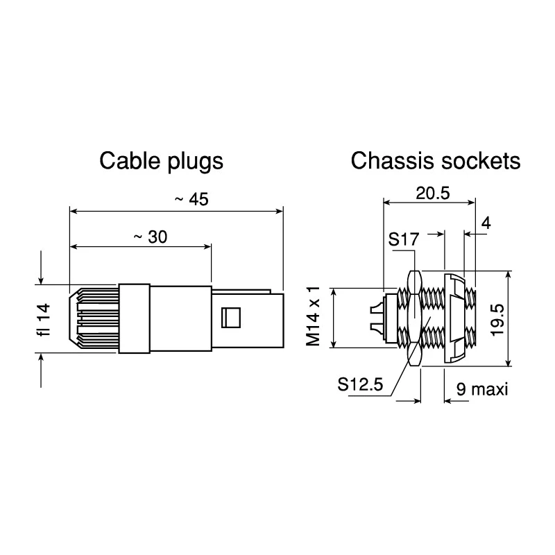 LEMO Circular Connector 8 Contacts Cable 14 mm Plug Male IP50 Redel P Series PAG.M0.8GL.AC52A