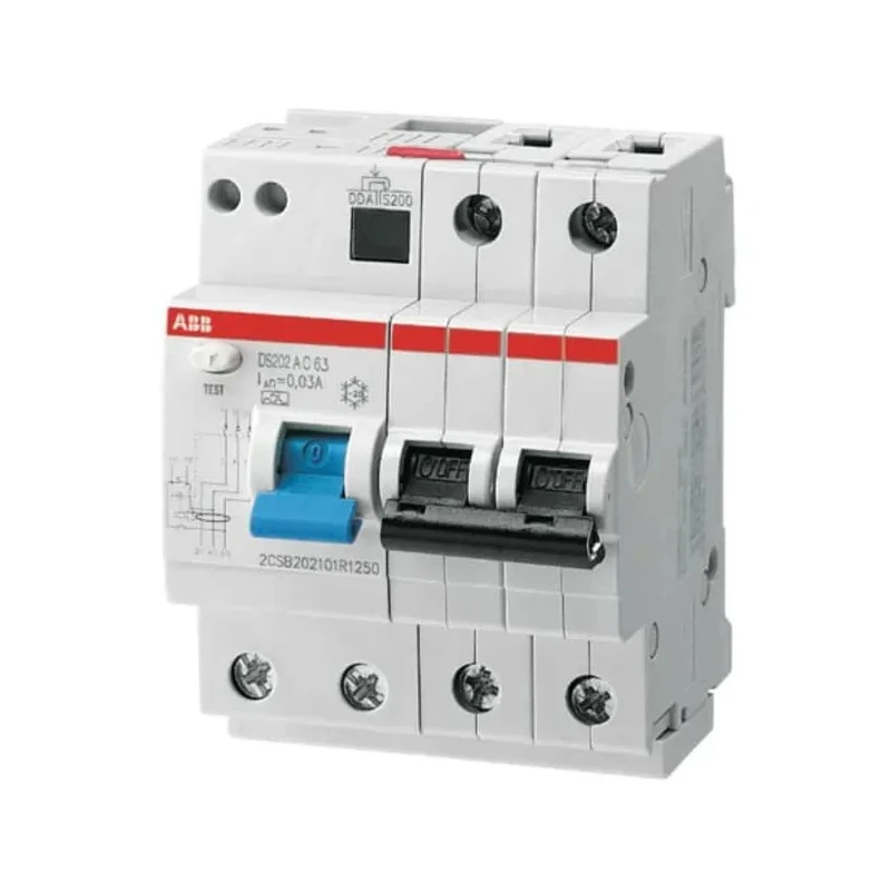 ABB Residual Current Circuit Breaker with Overload Protection, 63A Current Rating, 2-Pole, Type B, RCBO 2CSR252001R1635