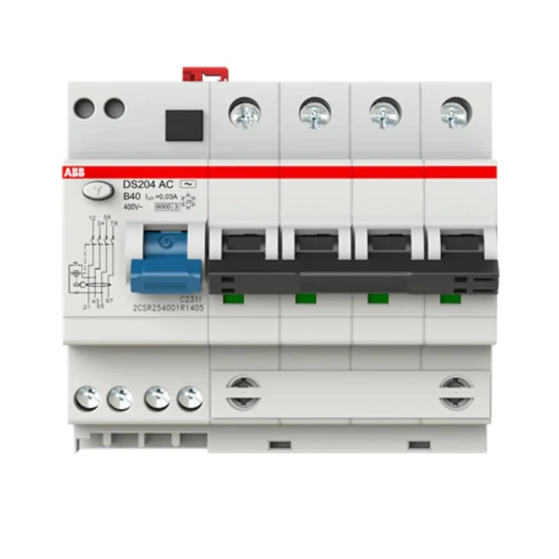 ABB Residual Current Circuit Breaker with Overload Protection 40A Current Rating 4-Pole 30mA Trip 2CSR254001R1405