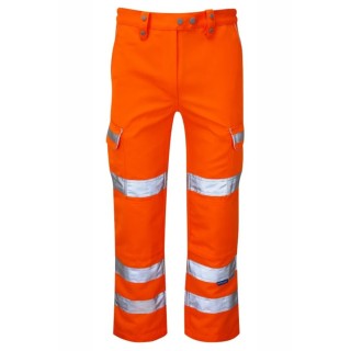 PULSAR Women's Hi Vis Trouser Yellow Orange Waist Size 8-26 with Elasticated Waist PR336LDSR