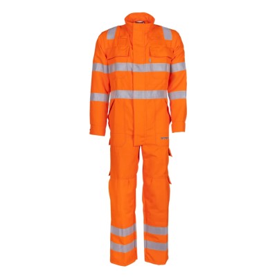 Sioen Orange Arc Flash Coveralls Hi-Vis 40 cm, Flame Retardant Reflective Striping S101-892V-40