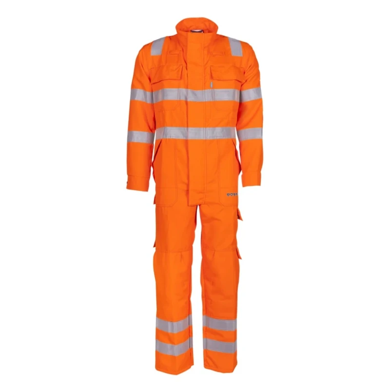 Sioen Orange Arc Flash Coveralls Hi-Vis 40 cm, Flame Retardant Reflective Striping S101-892V-40