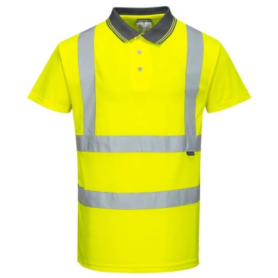 Portwest Yellow Unisex Hi Vis Short Sleeve Polo Shirt S 65% Polyester 35% Cotton S477YS