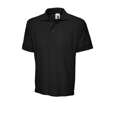 Uneek Black Polyester Cotton Polo Shirt Men's Short Sleeve Size 112 to 117 cm UC102
